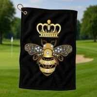 Queen Bee Crown Girl Honey Hive Beekeeping Bee Golf Towel thumb 1
