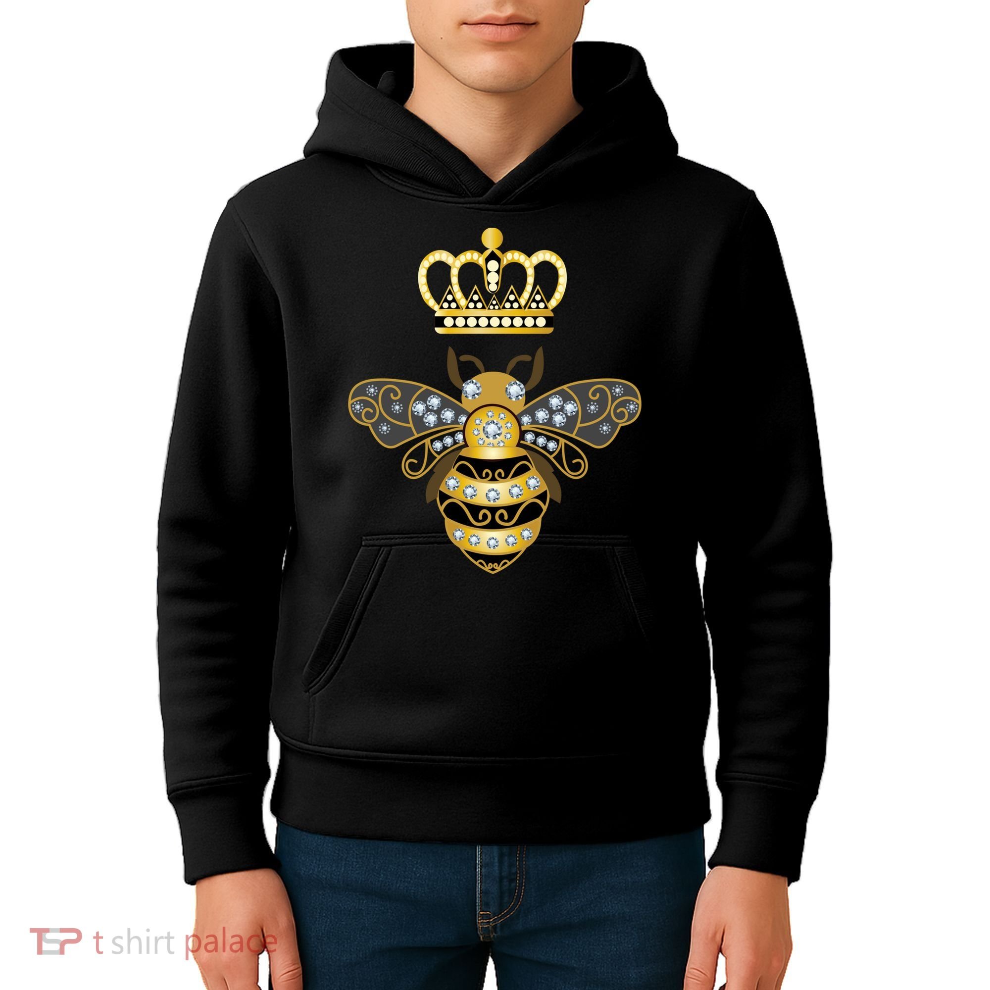Queen Bee Crown Girl Honey Hive Beekeeping Bee Kids Hoodie