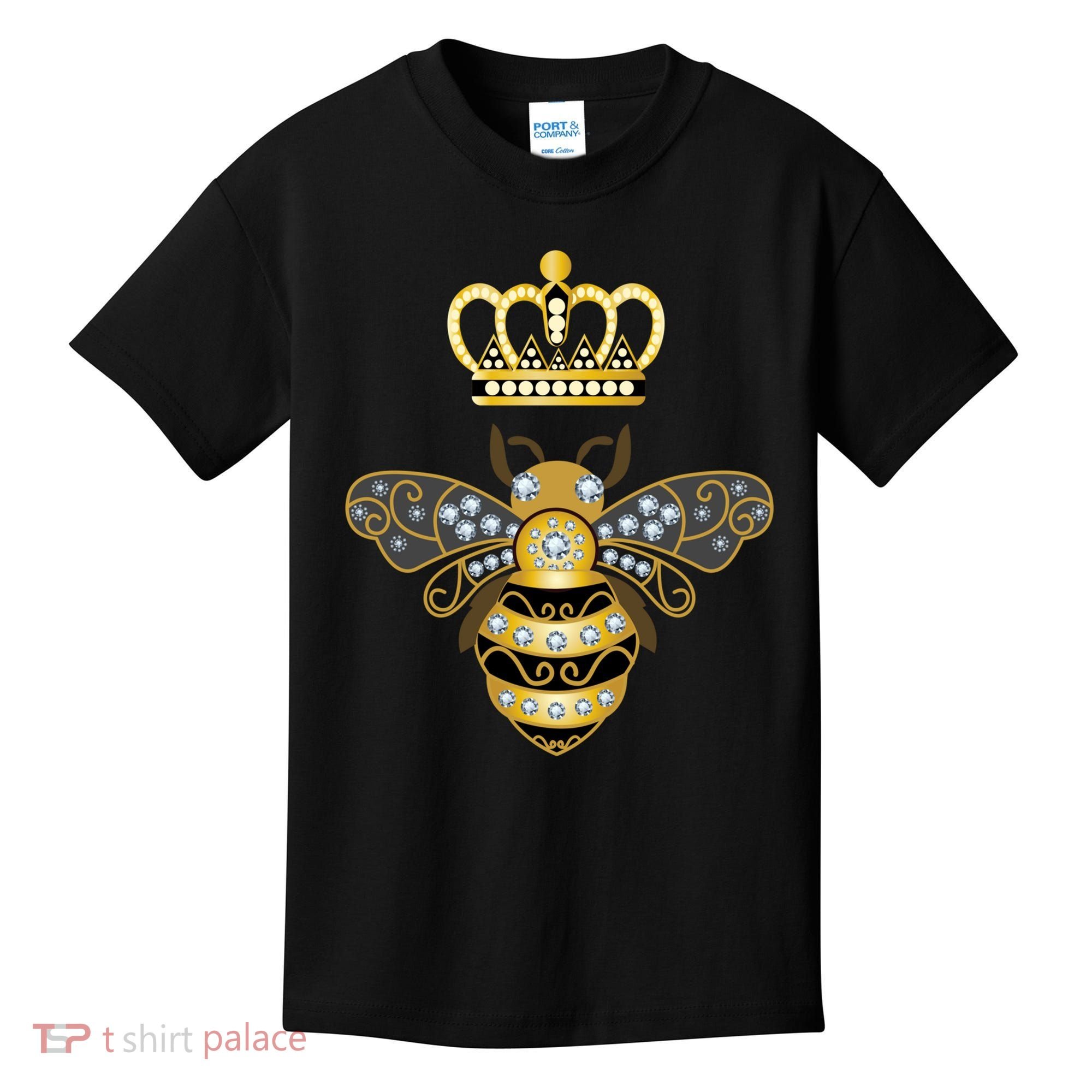 Queen Bee Crown Girl Honey Hive Beekeeping Bee Kids T-Shirt