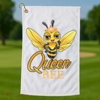 Queen Bee Crown Women Girls Honey Bee Hive Beekeeping Cool Gift Golf Towel thumb 1