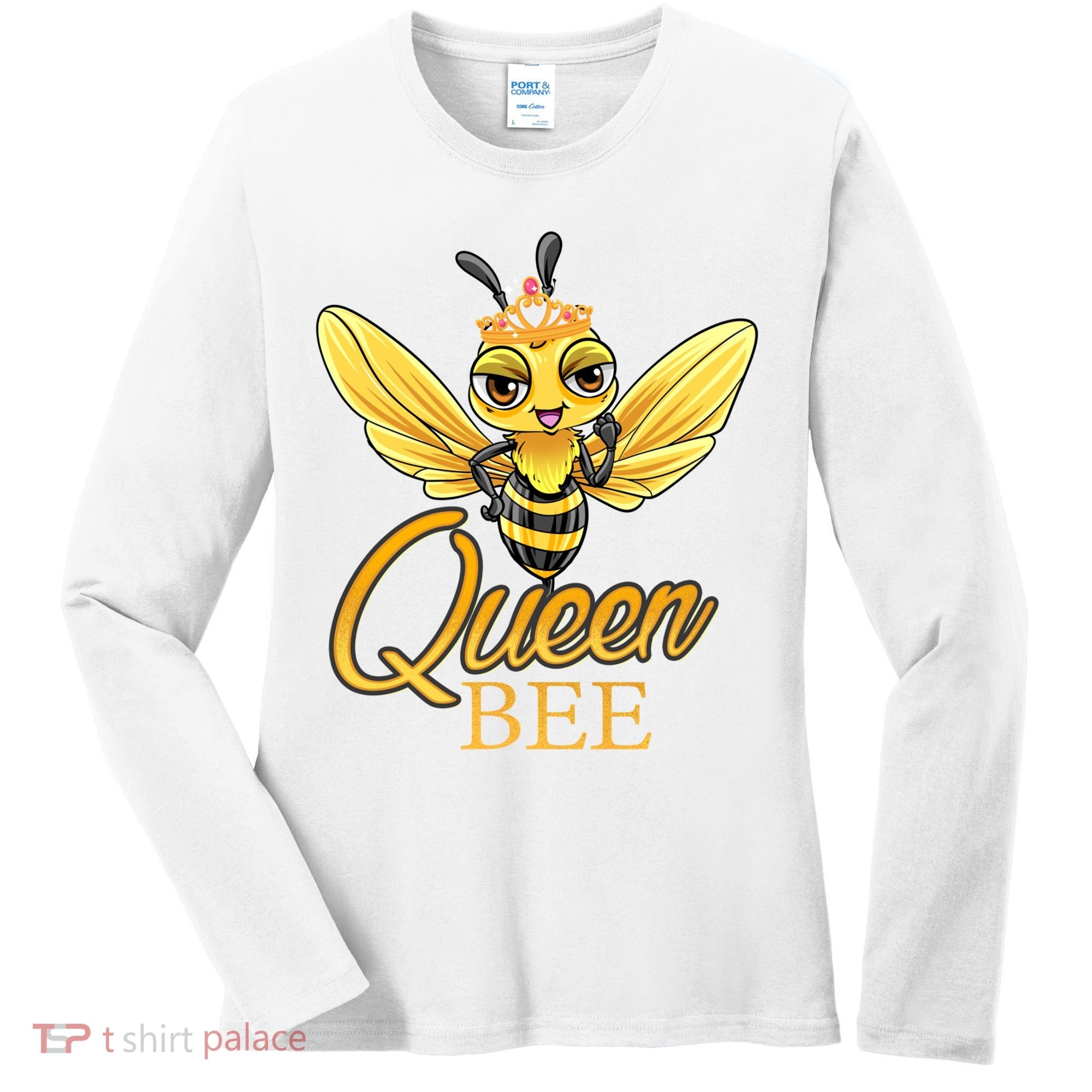 Queen Bee Crown Women Girls Honey Bee Hive Beekeeping Cool Gift Women's Long Sleeve Shirt