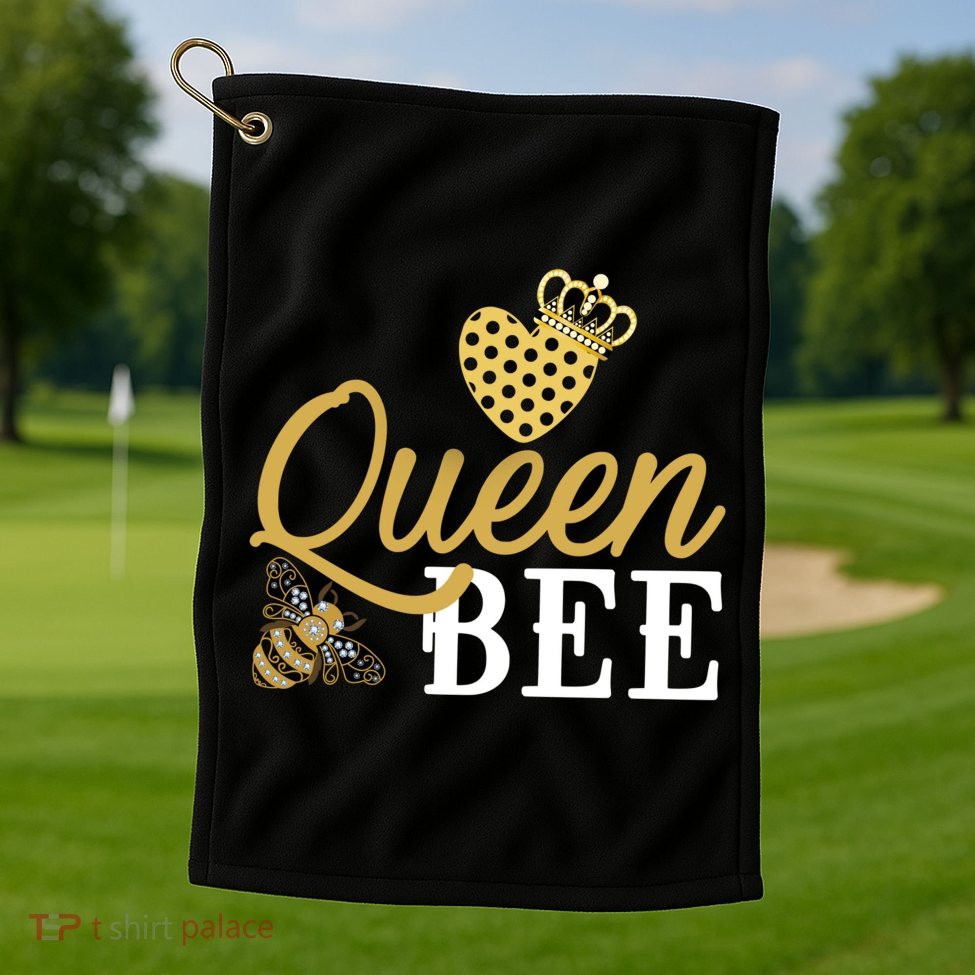 Queen Bee Crown Gift Beekeeper Valentine's Day Funny Gift Golf Towel