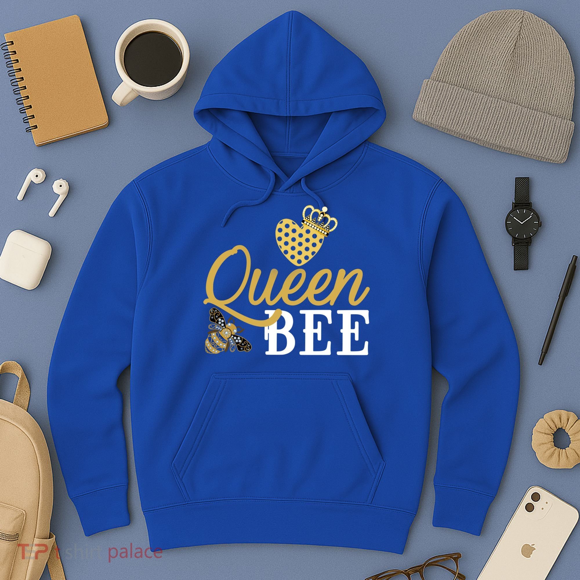 Queen Bee Crown Gift Beekeeper Valentine's Day Funny Gift Hoodie