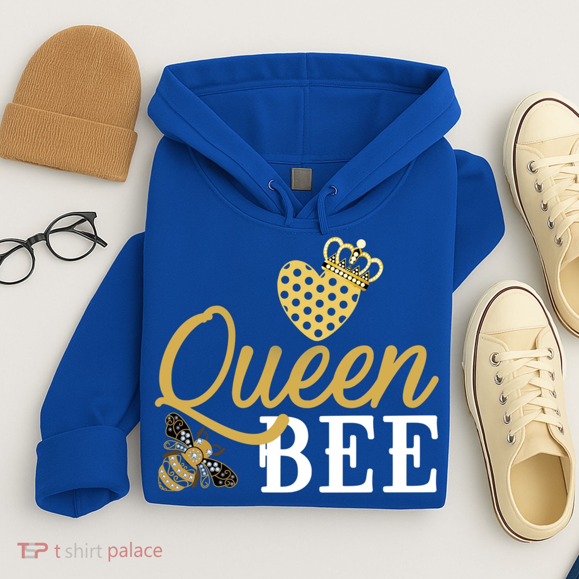 Queen Bee Crown Gift Beekeeper Valentine's Day Funny Gift Hoodie