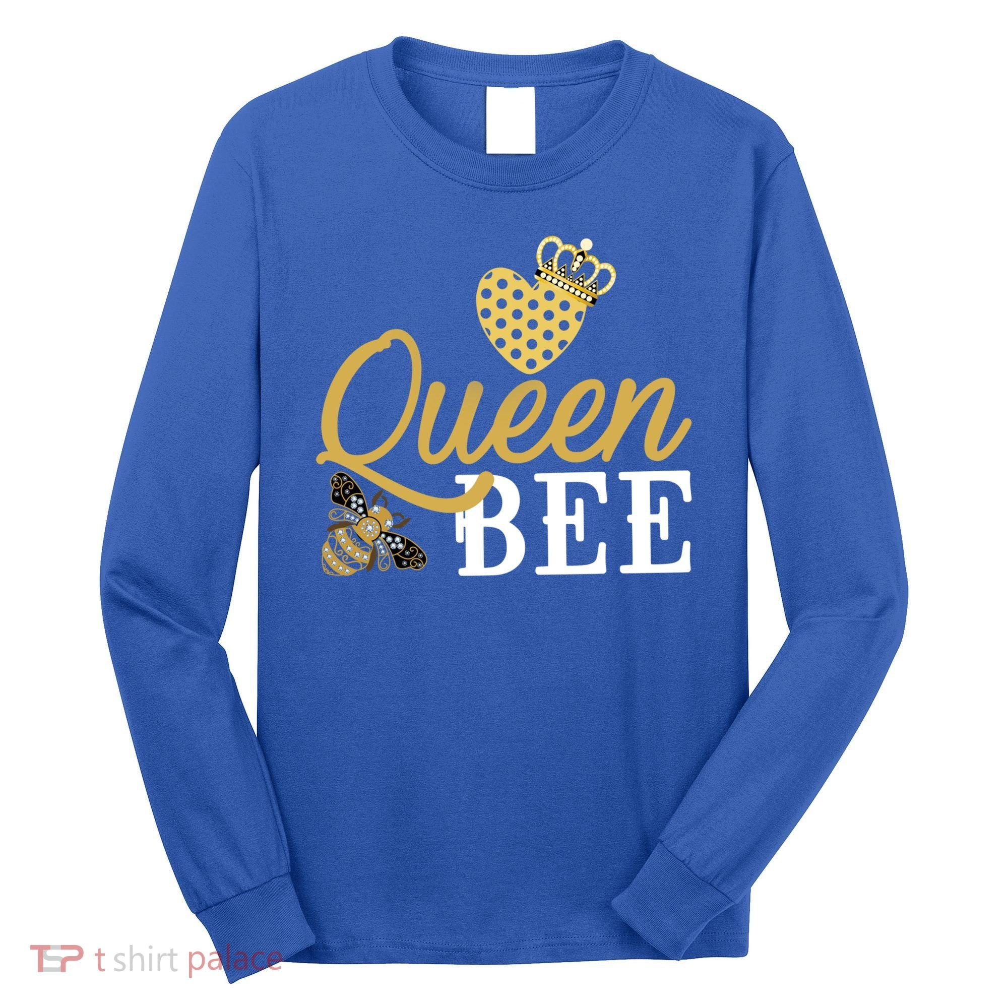 Queen Bee Crown Gift Beekeeper Valentine's Day Funny Gift Long Sleeve Shirt