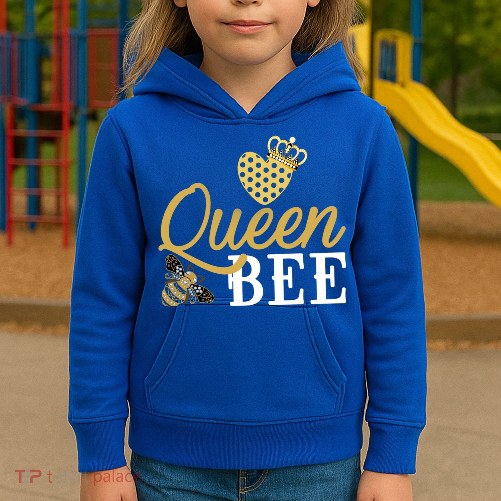Queen Bee Crown Gift Beekeeper Valentine's Day Funny Gift Kids Hoodie