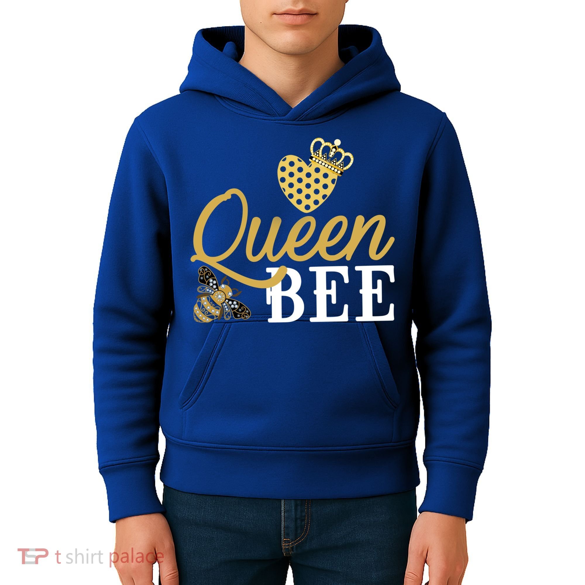 Queen Bee Crown Gift Beekeeper Valentine's Day Funny Gift Kids Hoodie