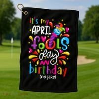 Queen Born On April 1st April Fools Day Birthday Golf Towel thumb 1