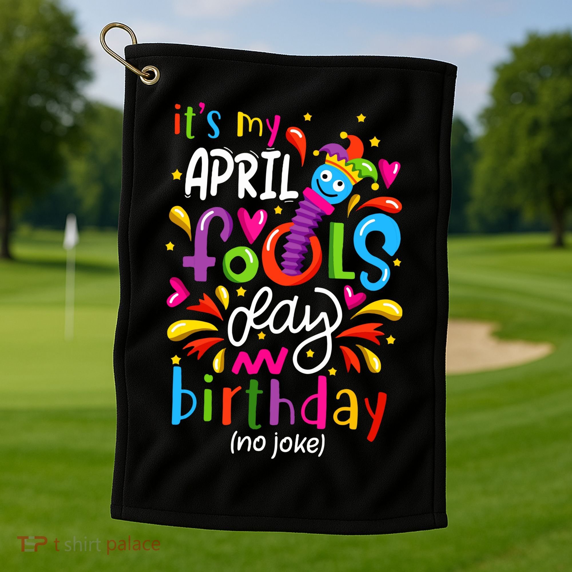 Queen Born On April 1st April Fools Day Birthday Golf Towel