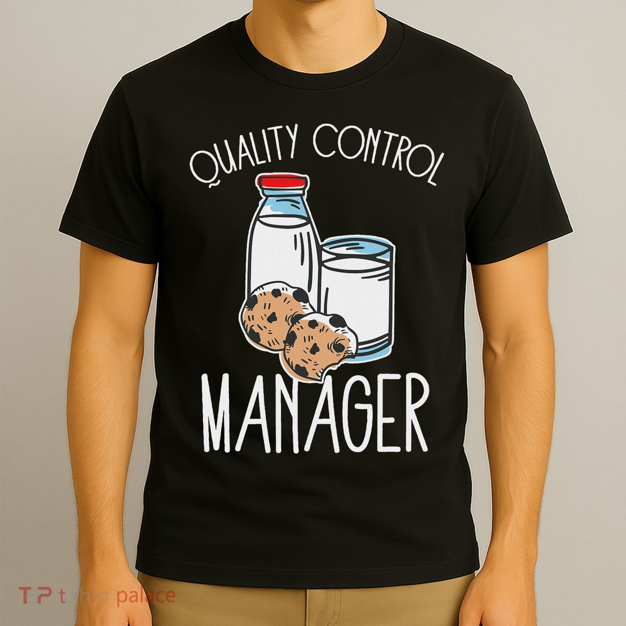 Quality Control Manager Food Safety Funny Milk And Cookie T-Shirt