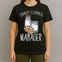 Quality Control Manager Food Safety Funny Milk And Cookie T-Shirt thumb 4