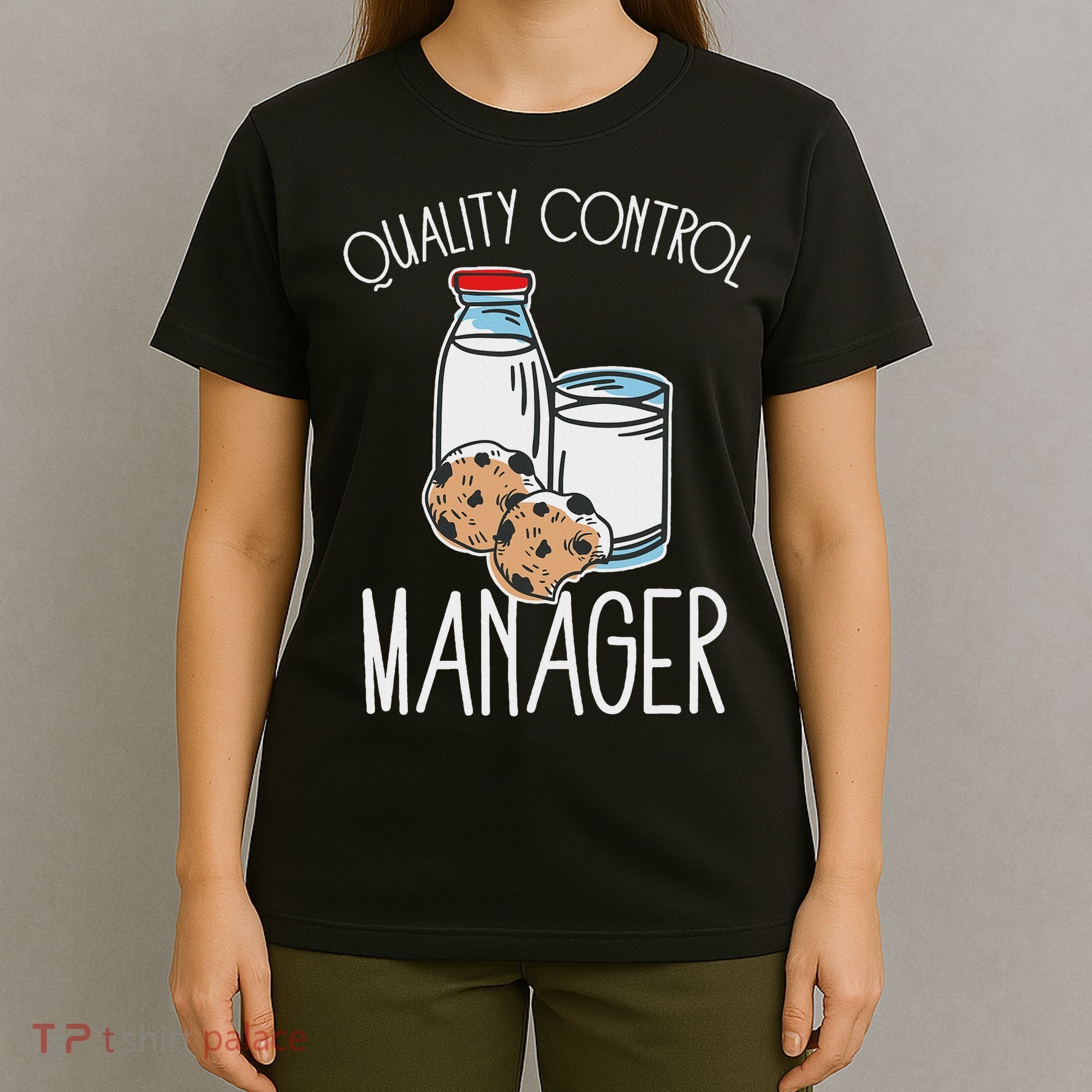 Quality Control Manager Food Safety Funny Milk And Cookie T-Shirt