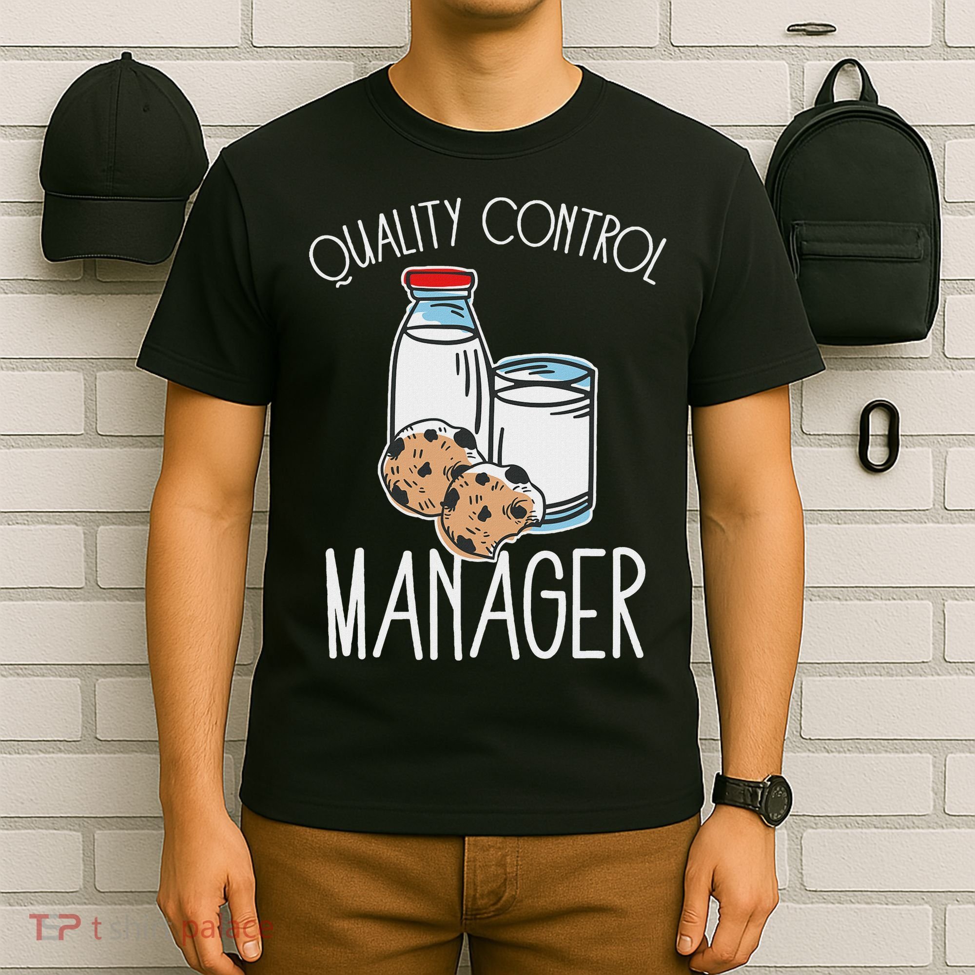 Quality Control Manager Food Safety Funny Milk And Cookie T-Shirt