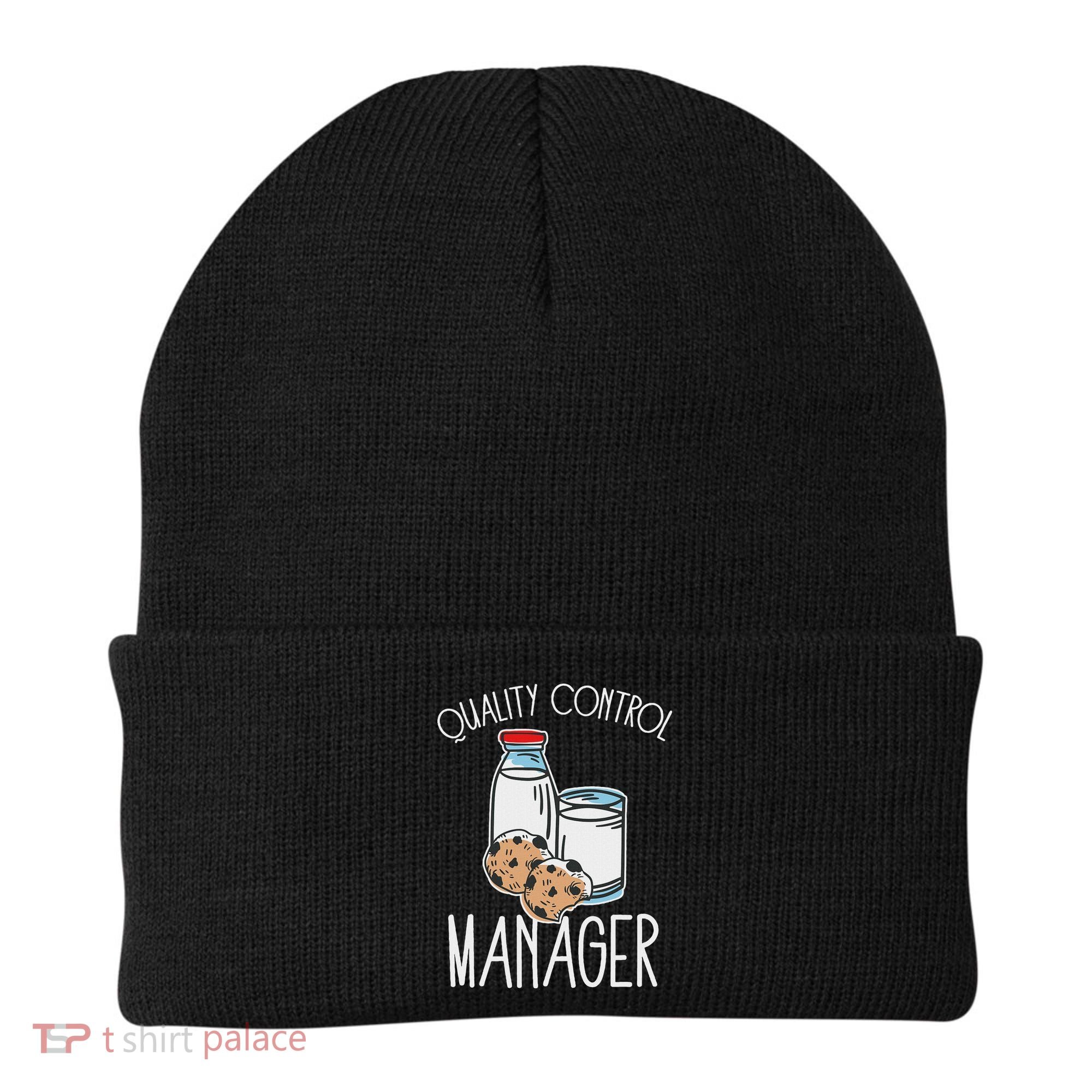 Quality Control Manager Food Safety Funny Milk And Cookie Beanie