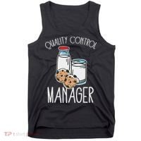 Quality Control Manager Food Safety Funny Milk And Cookie Tank Top thumb 0
