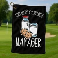 Quality Control Manager Food Safety Funny Milk And Cookie Golf Towel thumb 1