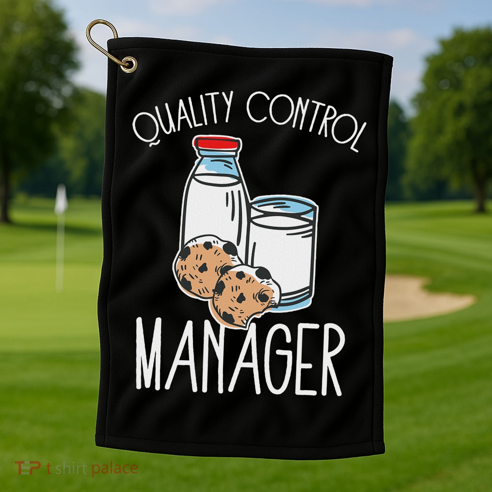 Quality Control Manager Food Safety Funny Milk And Cookie Golf Towel