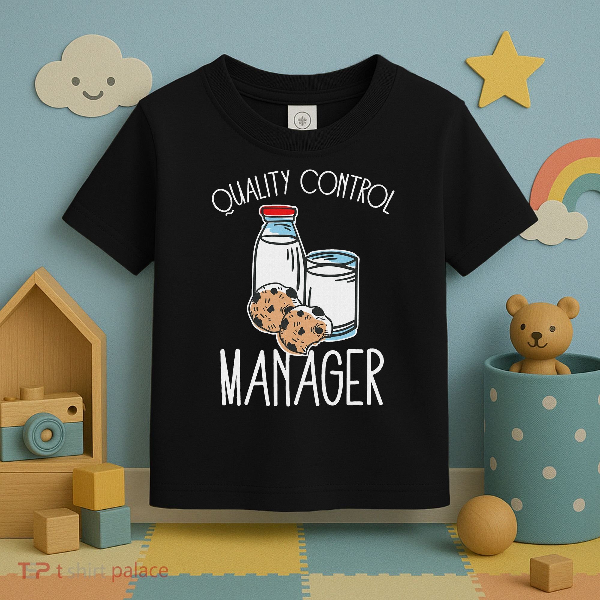 Quality Control Manager Food Safety Funny Milk And Cookie Toddler T-Shirt