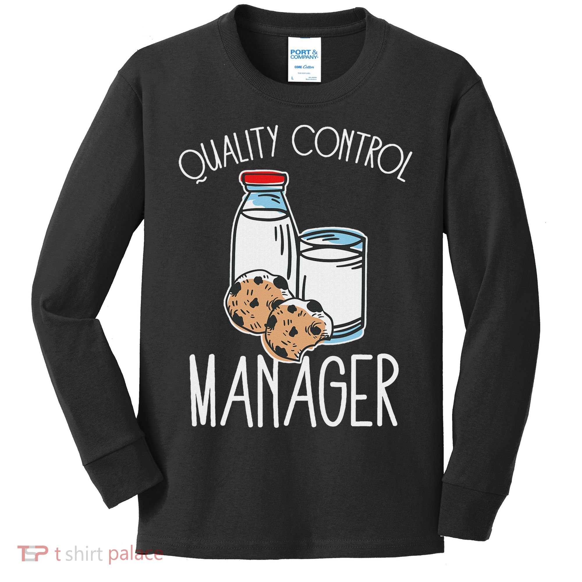 Quality Control Manager Food Safety Funny Milk And Cookie Kids Long Sleeve Shirt