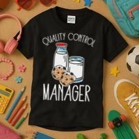 Quality Control Manager Food Safety Funny Milk And Cookie Kids T-Shirt thumb 3