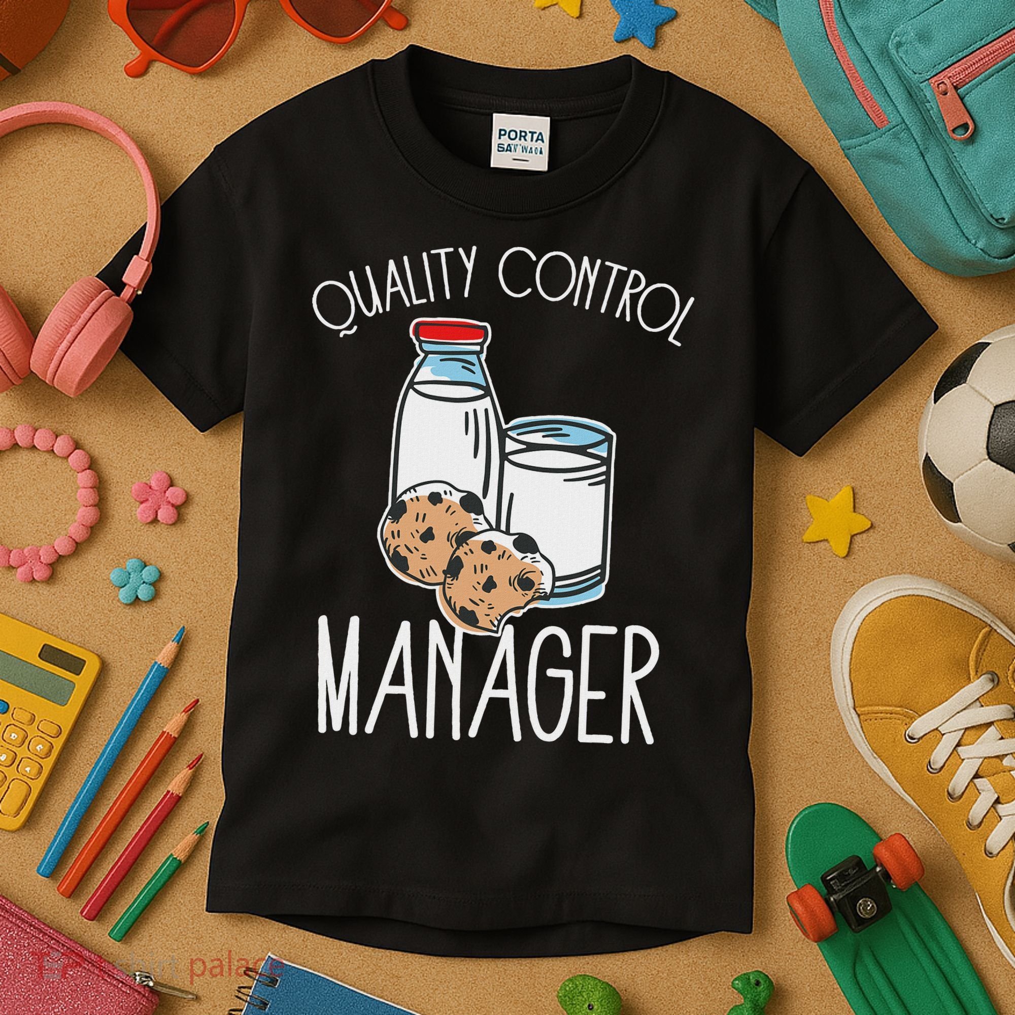 Quality Control Manager Food Safety Funny Milk And Cookie Kids T-Shirt