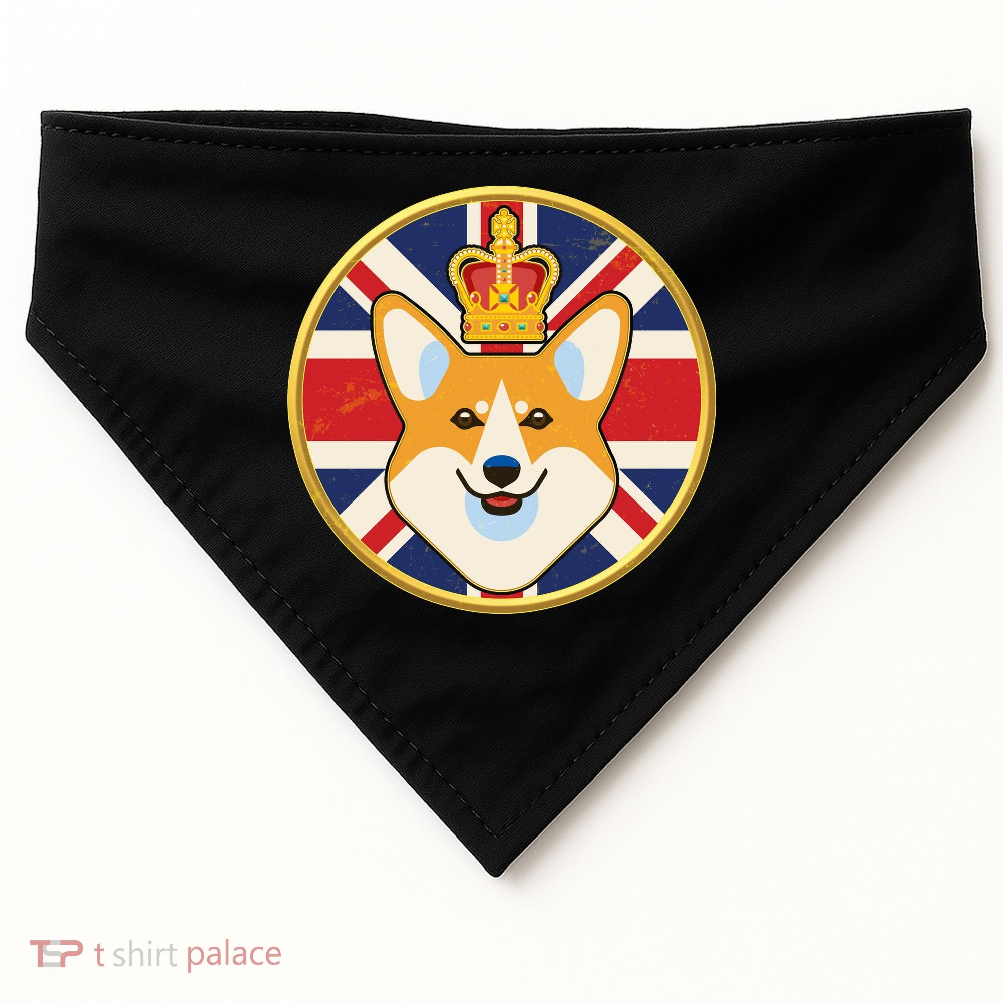 Queen Corgi Platinum Jubilee Emblem USA-Made Doggie Bandana