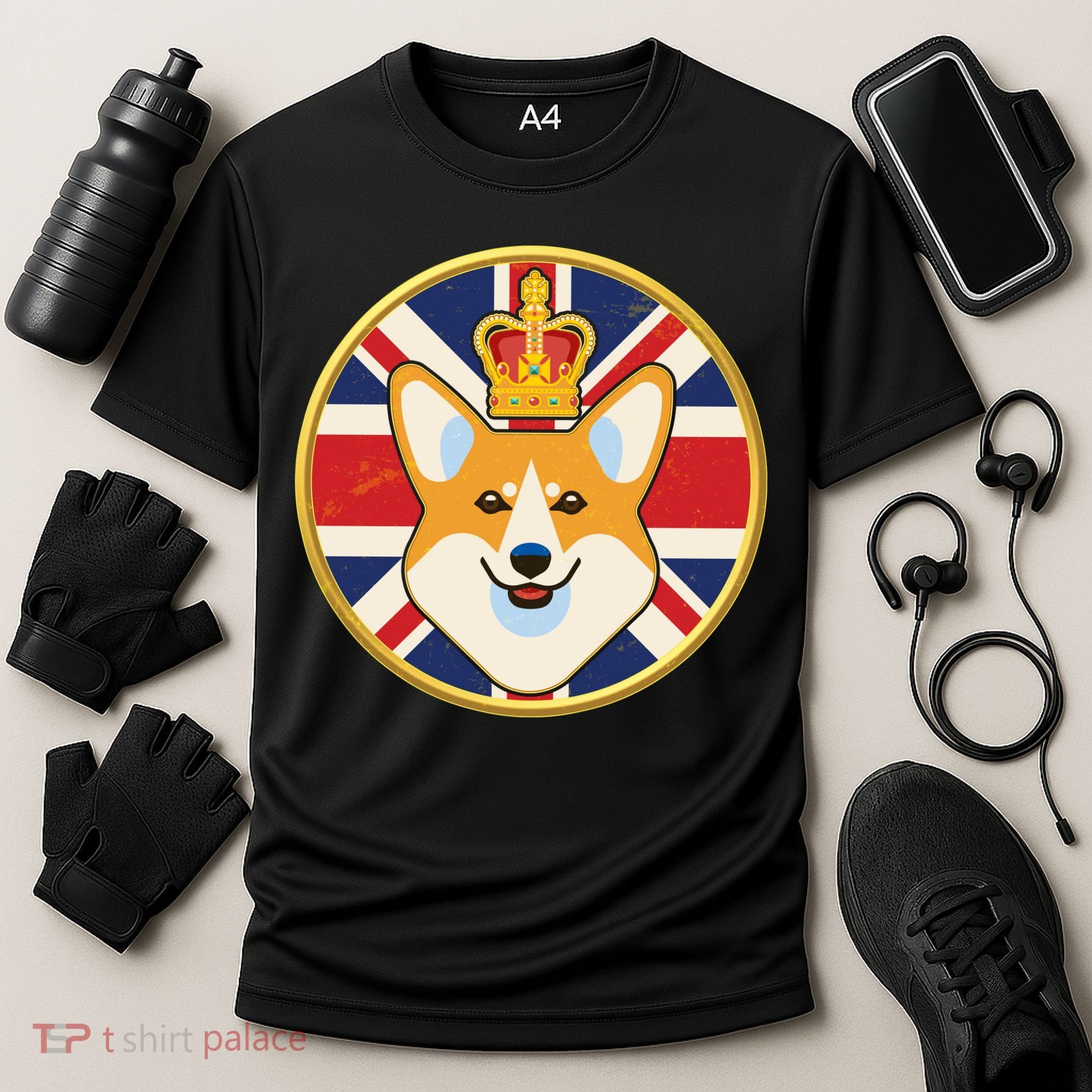 Queen Corgi Platinum Jubilee Emblem Cooling Performance Crew T-Shirt