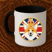 Queen Corgi Platinum Jubilee Emblem Coffee Mug thumb 2