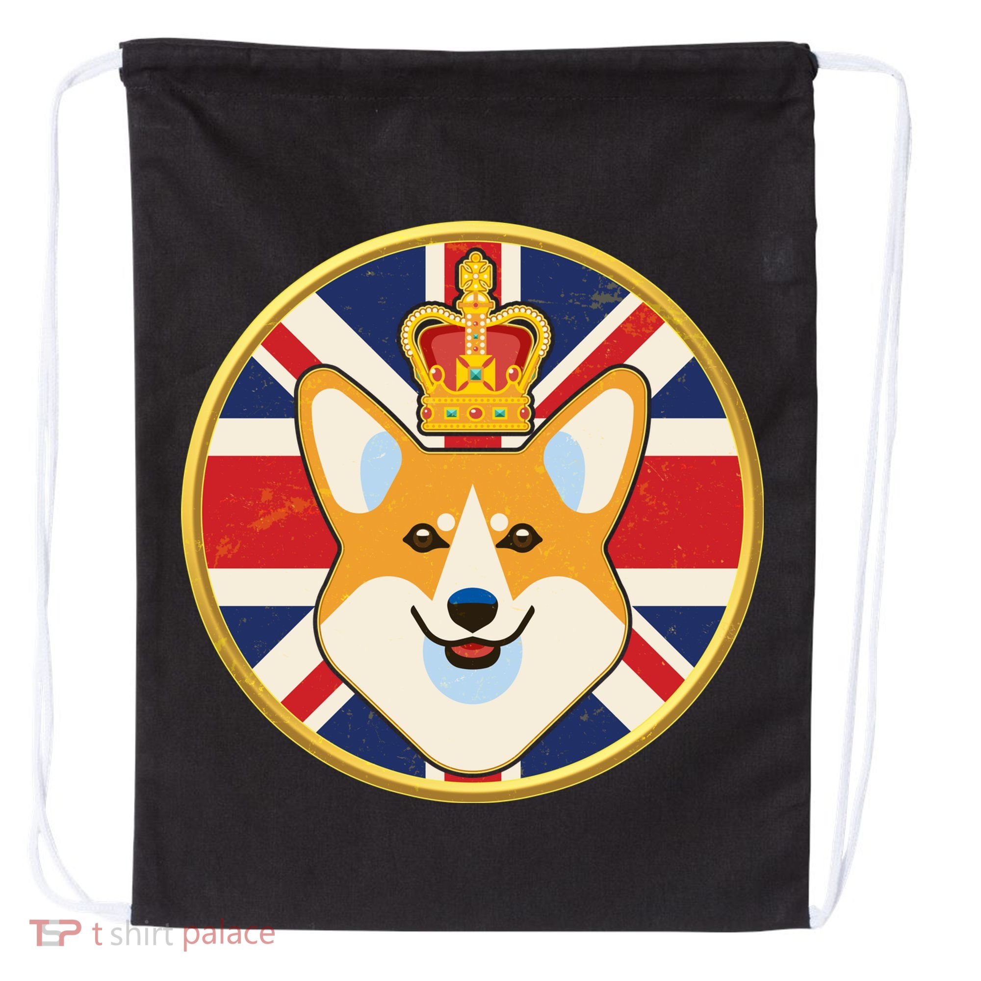 Queen Corgi Platinum Jubilee Emblem Drawstring Bag