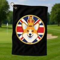 Queen Corgi Platinum Jubilee Emblem Golf Towel thumb 1