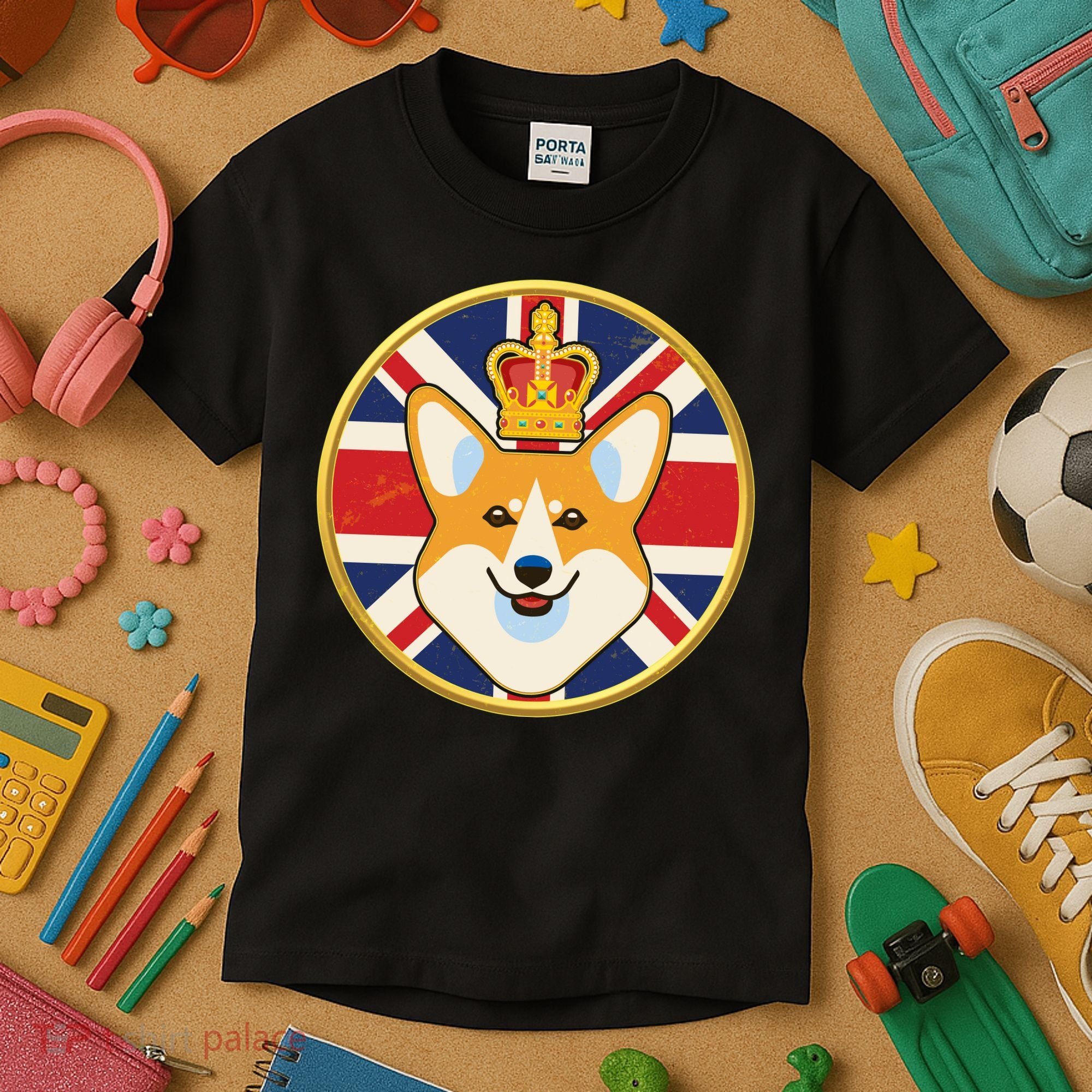 Queen Corgi Platinum Jubilee Emblem Kids T-Shirt