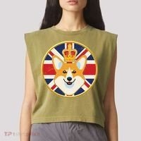 Queen Corgi Platinum Jubilee Emblem Garment-Dyed Women's Muscle Tee thumb 2
