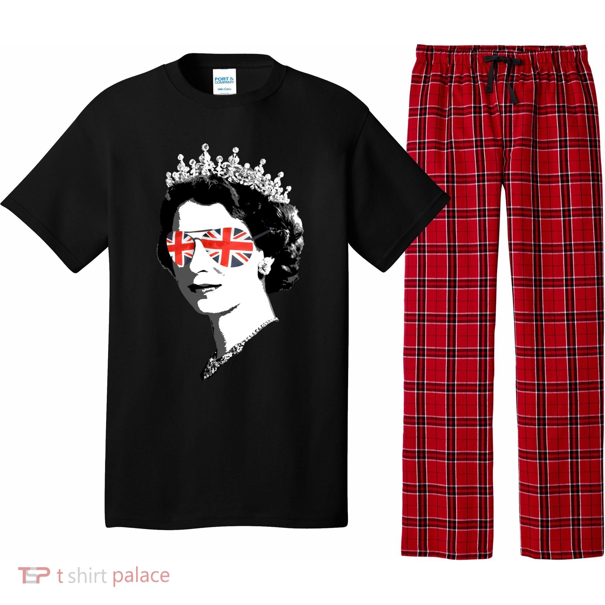 Queen Elizabeth Ii Sunglasses British Crown Union Jack Meme Gift Pajama Set