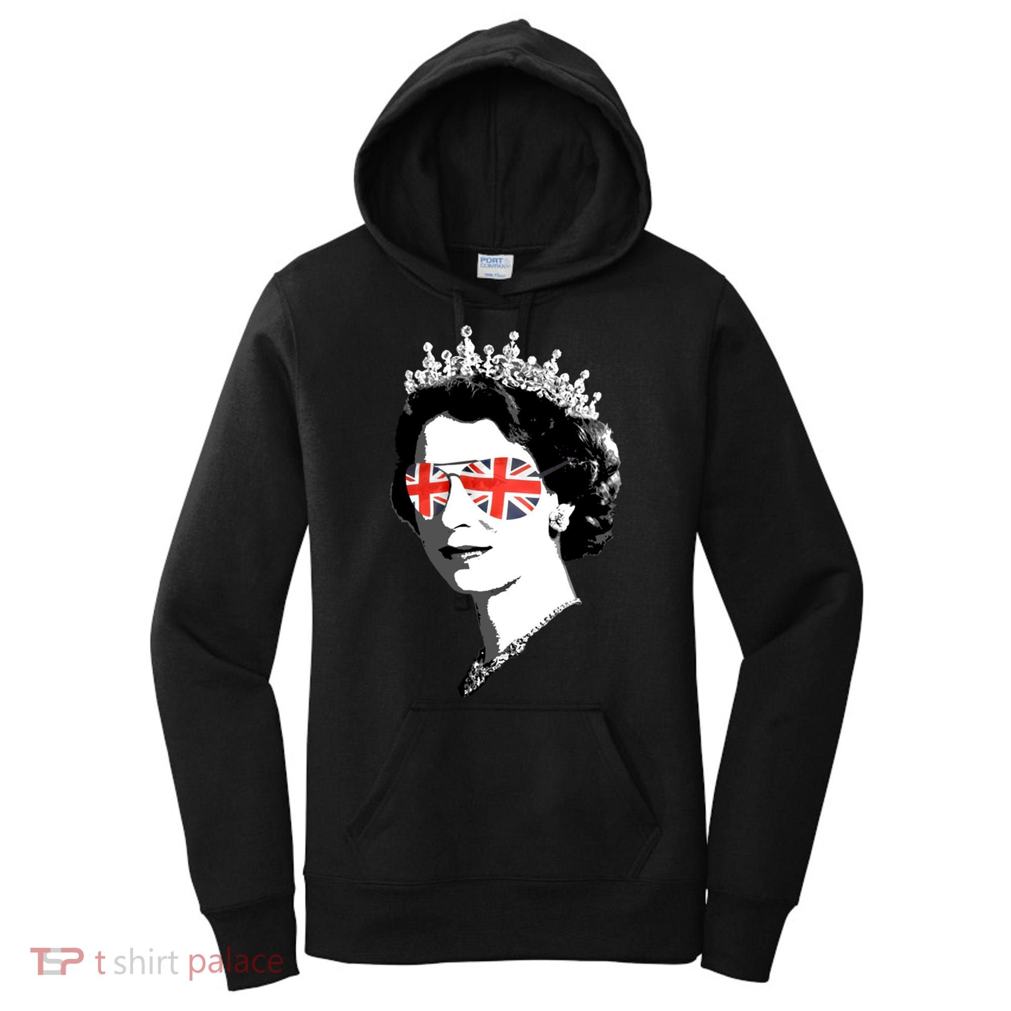 Queen Elizabeth Ii Sunglasses British Crown Union Jack Meme Gift Women's Hoodie