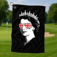 Queen Elizabeth Ii Sunglasses British Crown Union Jack Meme Gift Golf Towel thumb 1