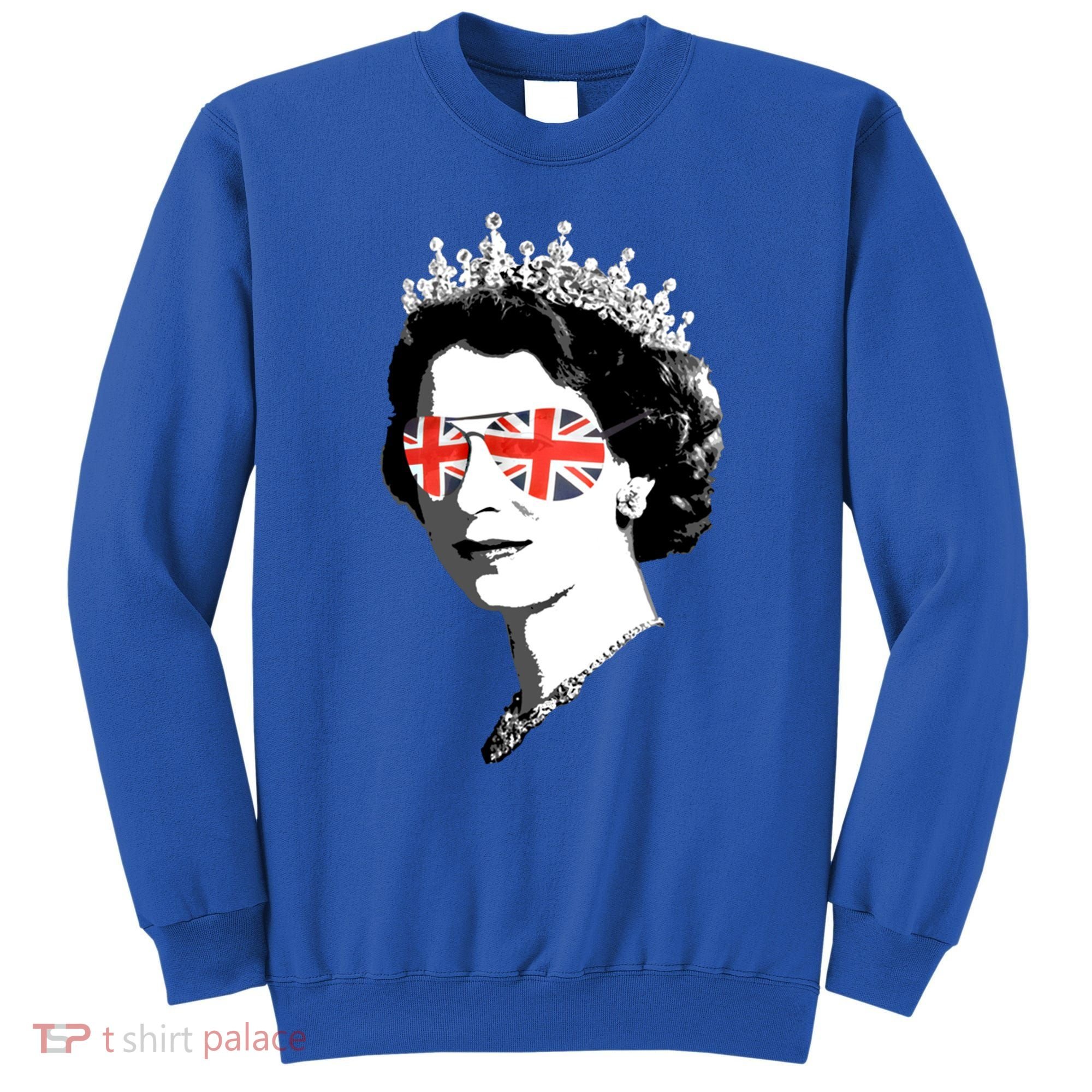 Queen Elizabeth Ii Sunglasses British Crown Union Jack Meme Gift Sweatshirt