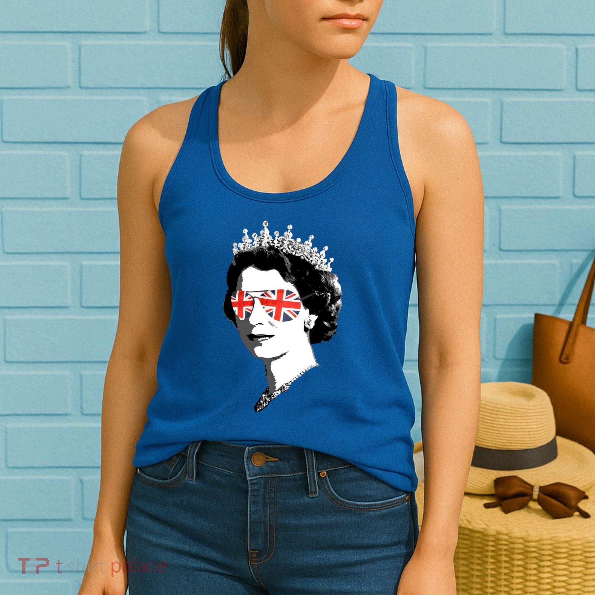 Queen Elizabeth Ii Sunglasses British Crown Union Jack Meme Gift Women's Tank Top