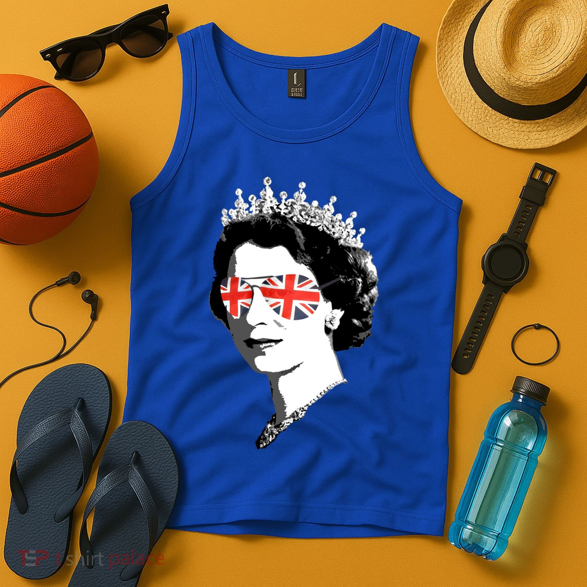 Queen Elizabeth Ii Sunglasses British Crown Union Jack Meme Gift Tank Top