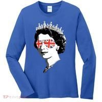 Queen Elizabeth Ii Sunglasses British Crown Union Jack Meme Gift Women's Long Sleeve Shirt thumb 0