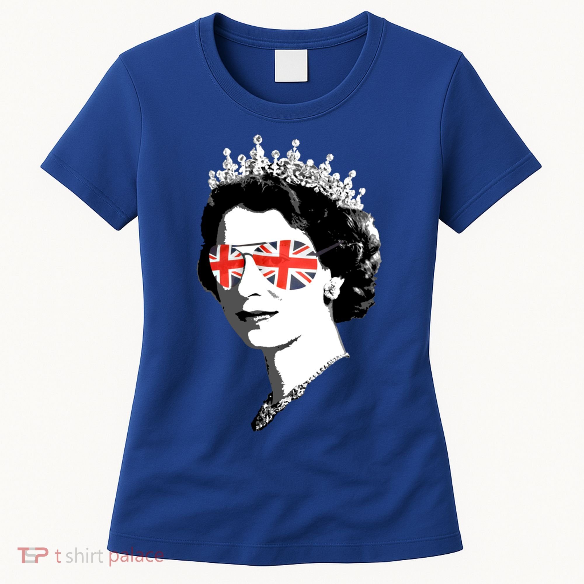 Queen Elizabeth Ii Sunglasses British Crown Union Jack Meme Gift Women's T-Shirt