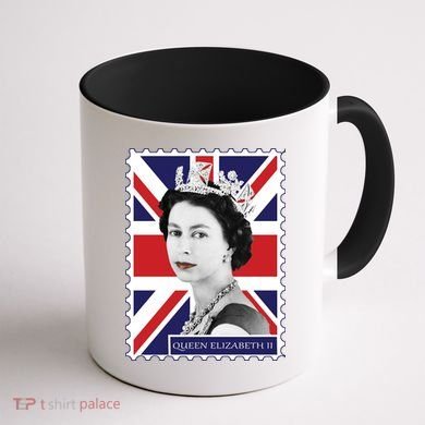 Queen Elizabeth II England Stamp Coffee Mug back