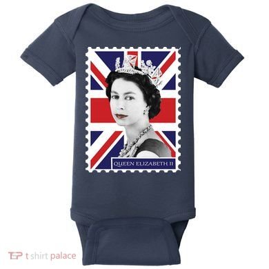 Queen Elizabeth II England Stamp Baby Bodysuit