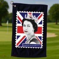 Queen Elizabeth II England Stamp Golf Towel thumb 1