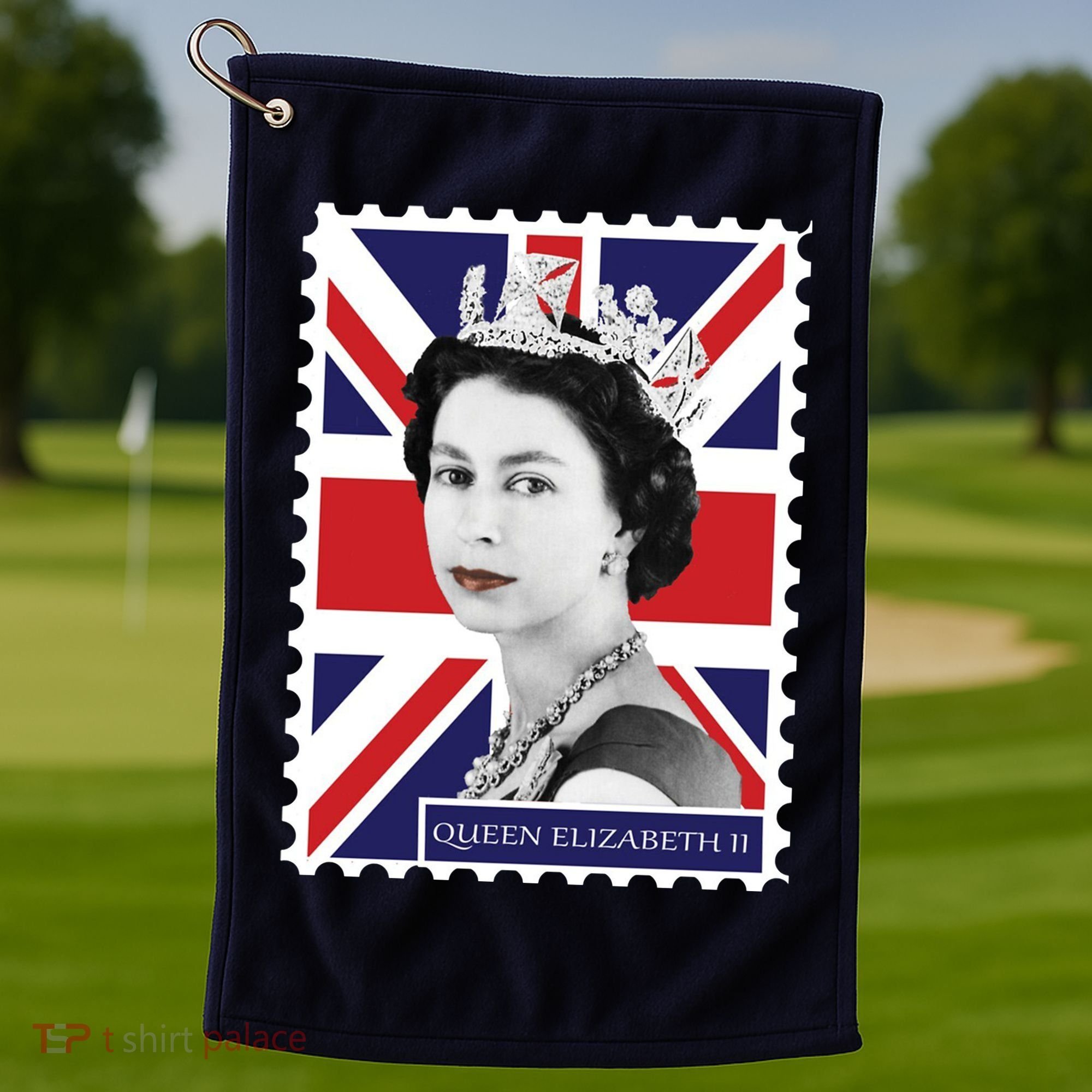 Queen Elizabeth II England Stamp Golf Towel