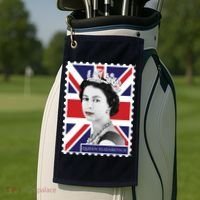 Queen Elizabeth II England Stamp Golf Towel thumb 2