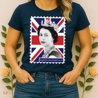 Queen Elizabeth II England Stamp Women's T-Shirt thumb 2