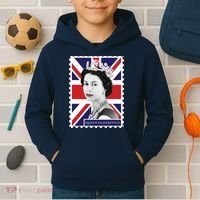 Queen Elizabeth II England Stamp Kids Hoodie thumb 2