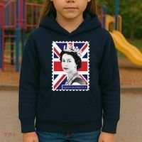 Queen Elizabeth II England Stamp Kids Hoodie thumb 3