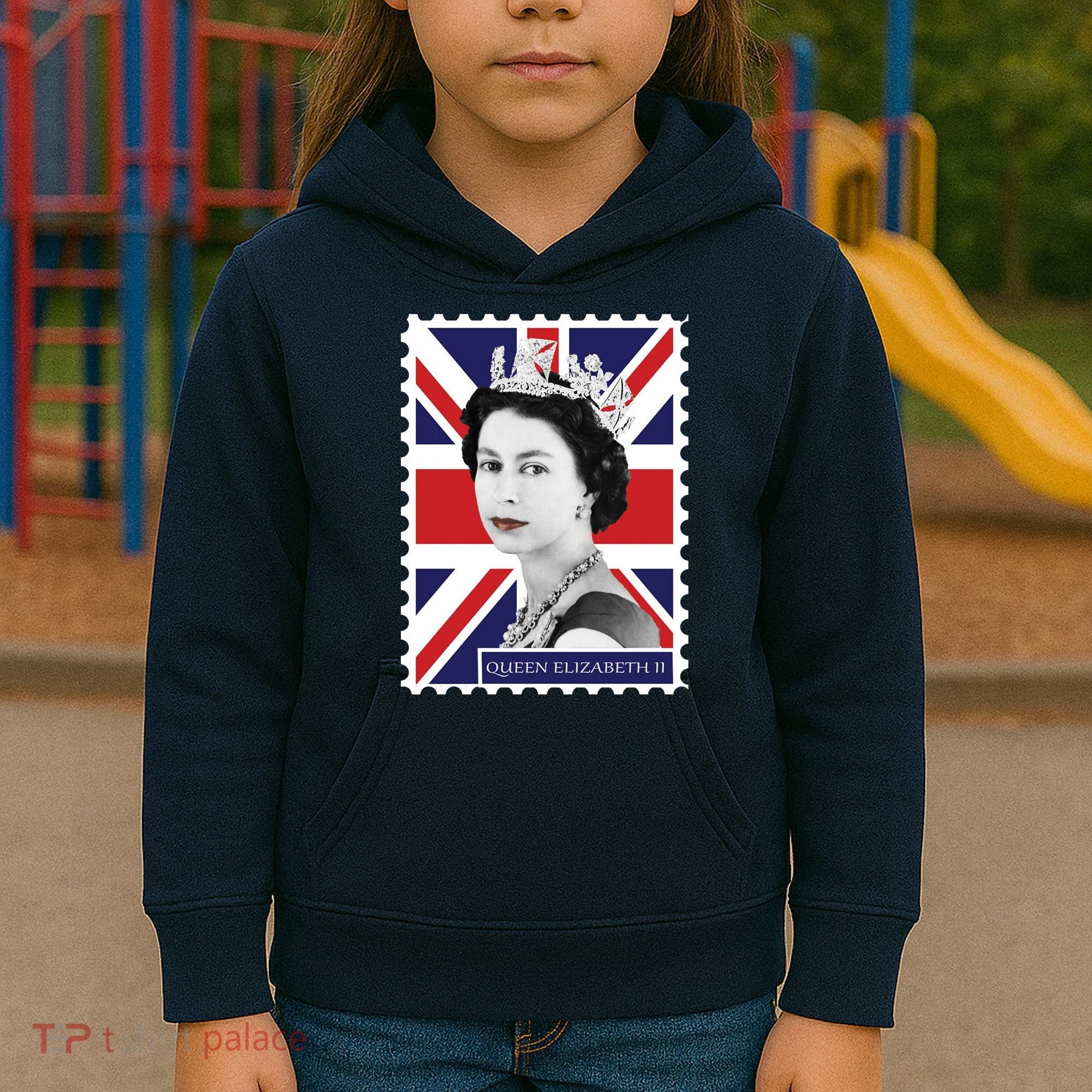Queen Elizabeth II England Stamp Kids Hoodie