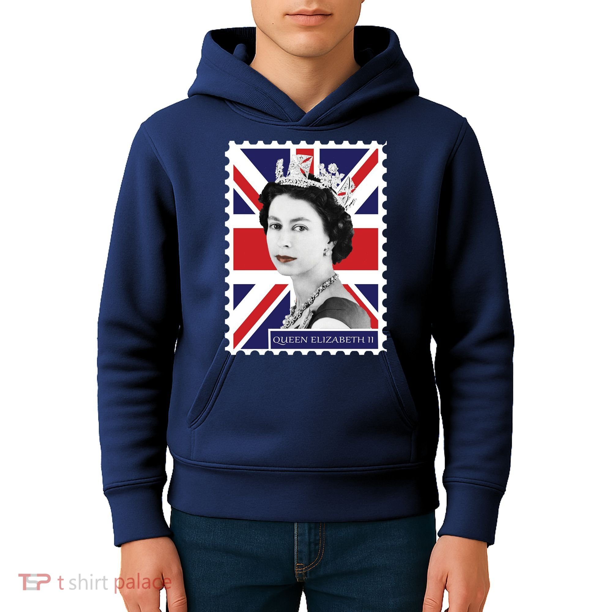 Queen Elizabeth II England Stamp Kids Hoodie